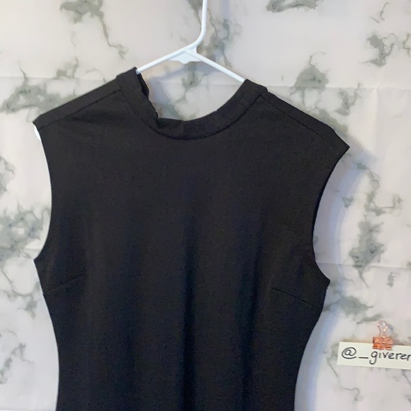 NWT Large High Neck Sleeveless Black Seamed Knit Bodycon Mini Dress - Picture 7 of 14